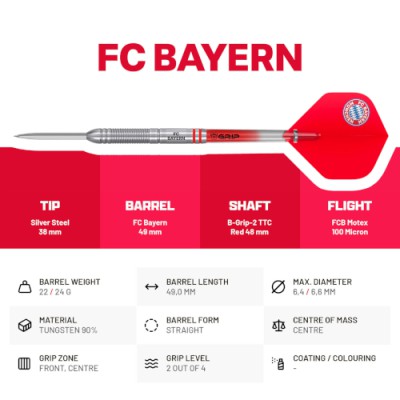 Steel Dartpfeil Set Bull`s - FC Bayern München Tungsten