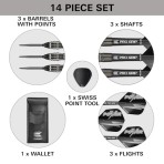 Steel Dartpfeil Set Target - Phil Taylor Power 8 Zero Black 4 SP