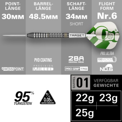 Steel Dartpfeil Set Target - Charlie Manby SP