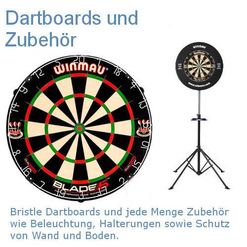 Dartscheiben und eine Menge an Zubehör.