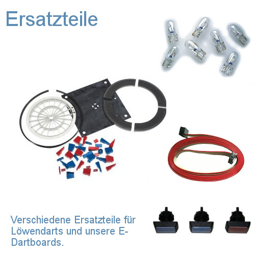 Verschiedene Ersatzteile für Löwendarts und unsere E-Dartboards.