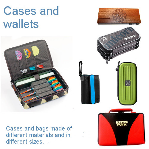 Cases and wallets made of different materials and in different sizes.