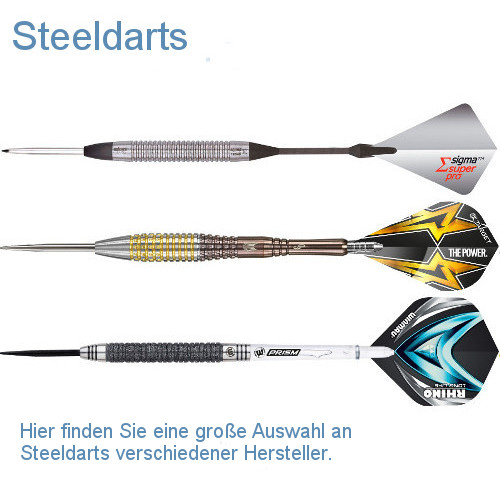 Steeldartpfeile verschiedener Hersteller.